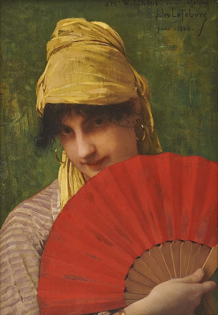 Donna con un ventaglio rosso